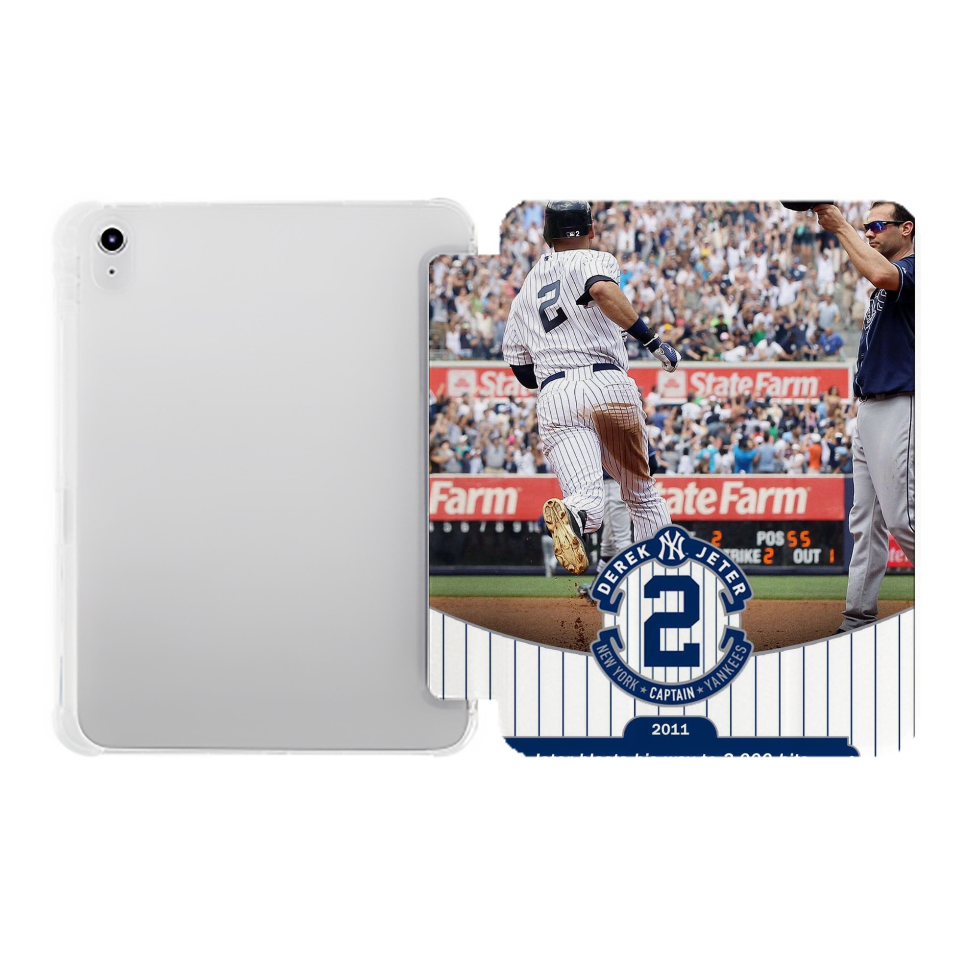 Derek Jeter 102 Premium Tri-Fold PU Leather & Silicone IPad Case With Pencil Slot – Fits 9.5,10.5,10.9 – Adjustable Stand, Slim, Protective